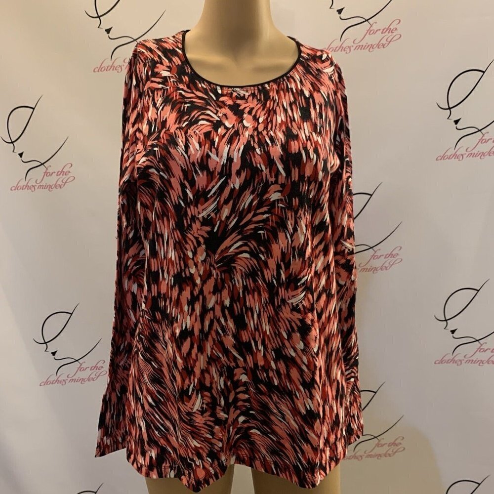 Kim Rogers. Size M. Long Sleeve. Cotton Spandex Pullover. Bound Neck. B36.